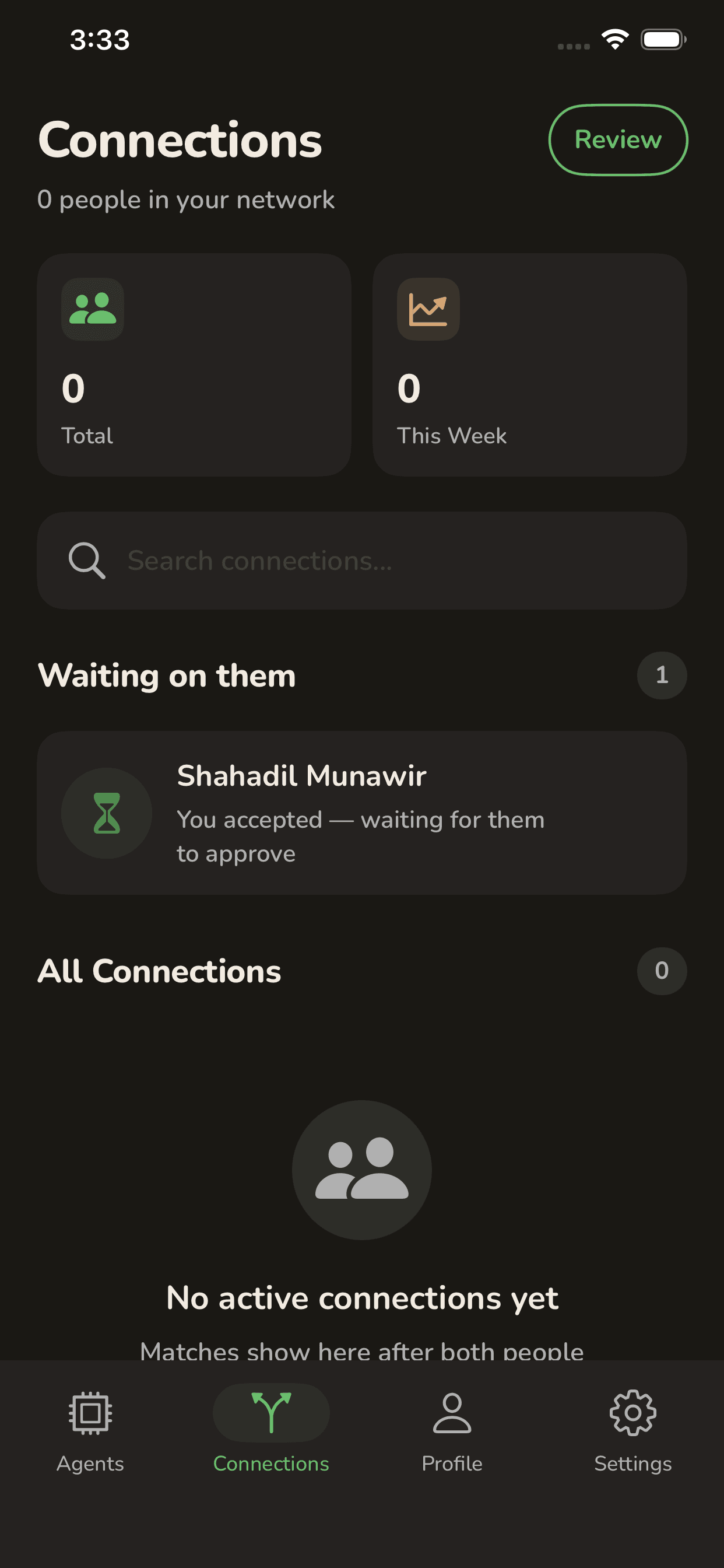 LinkSteward Connections screen
